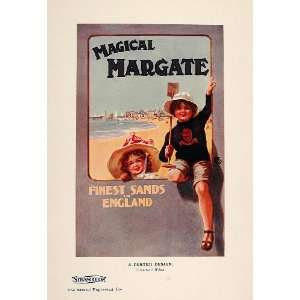  1908 Print Margate Beach Kent England Children Poster 