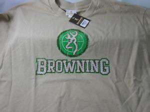 Browning SS T shirt Authentic SAND/GREEN CIRCLE LOGO  