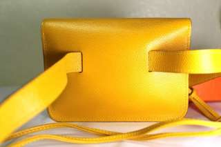 Vintage HERMES Courchevel Jaune Mustard Yellow Waist Belt Bag Small 