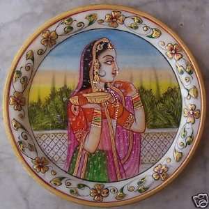  Elegant Painting of Traditional lady on Marble Plate 
