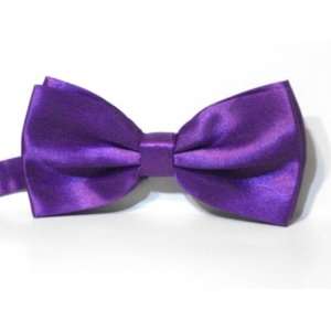  Satin clip on mens bow tie (purple) 