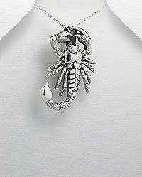 Large 925 Sterling Silver Scorpion Pendant Necklace New  