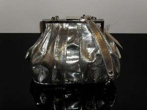 John Galliano Silver Sparkling Leather Handbag Rare  