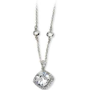   Silver Rose Cut Square Cubic Zirconia Necklace be Cheryl M Jewelry