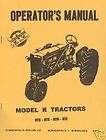 Minneapolis Moline Model R Tractor Operators Manual MM RTU RTS RTN 