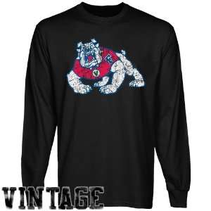  NCAA Fresno State Bulldogs Black Distressed Logo Vintage 