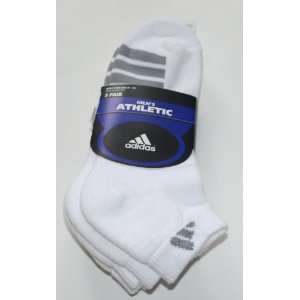 adidas Mens Athletic Low Cut Socks 3 Pair Shoe Size 6 12 White gray 
