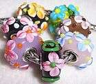 Blossm Flowers Murano Glass Beads fit European Charm Bracelet C