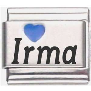    Irma Dark Blue Heart Laser Name Italian Charm Link Jewelry