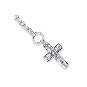  Sterling Silver Cross Charm Bracelet: Jewelry