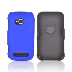  For Nokia Lumia 710 Black Blue Rubberized Holster & Case 