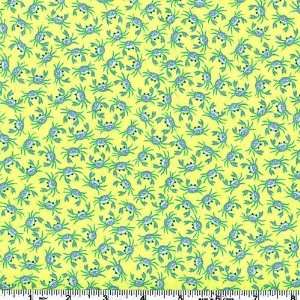  45 Wide By The Sea Small Crabs Lime Fabric By The Yard 