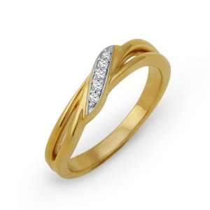   Plated Round Diamond Twisted Fashion Ring (1/20 cttw): D GOLD: Jewelry