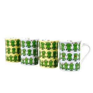  Konitz Frogs 10 Ounce Mugs, Set of 4, Yellow/Blue Kitchen 