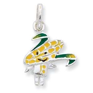  Sterling Silver Enameled Corn Cob Person Charm: Jewelry