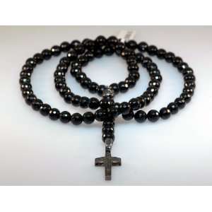    Tibetan Hip Hop 0.85ctw Diamond Cross Rosary Necklace N309 Jewelry