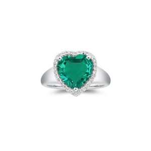  0.15 Ct Diamond &3.08 Cts Emerald Ring in 14K White Gold 9 