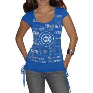Chicago Cubs Womens Sports Page Cap Sleeve Tee:  Sports 