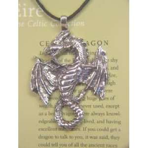  Pewter Pendant Eire Celtic Dragon Pagan Wicca SCA 