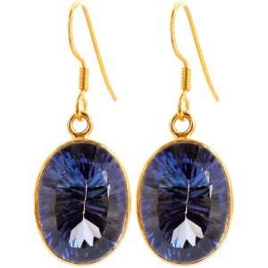  Blue Mystic Topaz Gold Plated Earrings   Sterling Silver 
