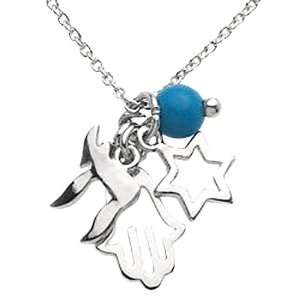   David, and Blue Bead Charm Necklace .925 Stamp Hypoallergenic: Jewelry