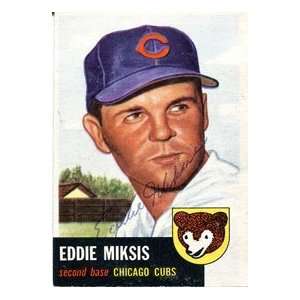Eddie Miksis Autographed 1953 Topps Card  Sports 