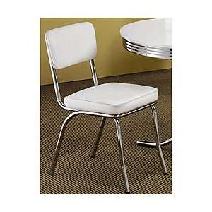 Set of 2 Retro Chrome Dining Chairs   White:  Home 