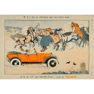  1925 Vintage French Ad Peugeot Car Automobile Horses 