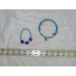  Memory Wire Choker Necklace Bracelet Blue Millefiore Combo 