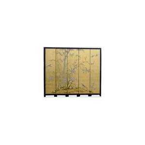 Oriental Furniture Golden 5 Panels Screen Room Divider  
