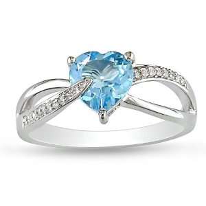   TGW Sky Blue Topaz 0.05 CT TDW Diamond Fashion Ring (G H, I3) Jewelry