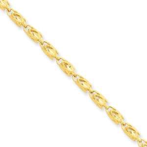   Karat Yellow Gold, Diamond Cut, Marquise Link Chain   8 inch: Jewelry