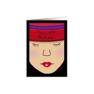  Red Hat Lady Face Birthday 45th Card Toys & Games