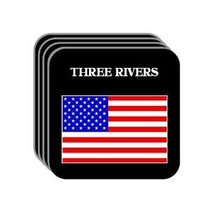 US Flag   Three Rivers, Michigan (MI) Set of 4 Mini Mousepad Coasters