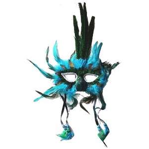  Deluxe Feather Harlequin Theatrical Costume Eye Mask Mardi 