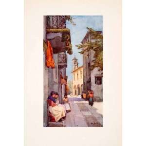  1908 Print Orta Italy Daily Life Streetscape Cityscape 