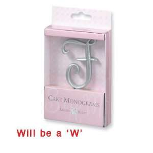  Small Silver tone Monogram Letter W Cake Topper Jewelry