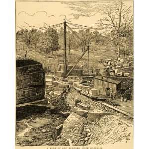 1884 Print Bedford Stone Quarry Indiana Oolitic Limestone Rock 