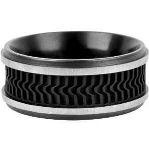   11   Inox Jewelry 316L Stainless Steel Black Rubber Tire Ring: Jewelry