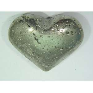   Puff Heart Fools Gold Carving Gazing Stone Lapidary 