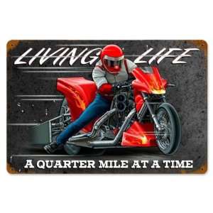   Life Motorcycle Vintage Metal Sign   Garage Art Signs: Home & Kitchen