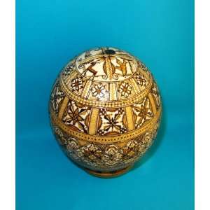   Wax Ukrainian Pysanky Easter Egg Ostrich Pysanka + wooden stand #C11