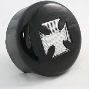   Black Horn Cover with Chrome Maltese Cross Insert For Harley Davidson