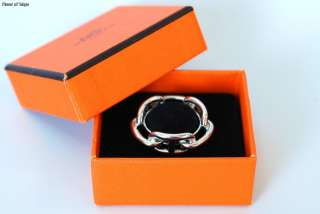 Authentic HERMES Silvertone Chaine dAncre Scarf Ring w/ Box  