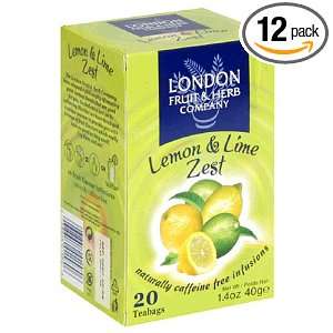 London Fruit & Herb, Lemon & Lime Zest, Tea Bags, 20 Count Boxes (Pack 