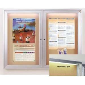   Two Door Concealed Lighting Enclosed Bulletin Board: Office Products