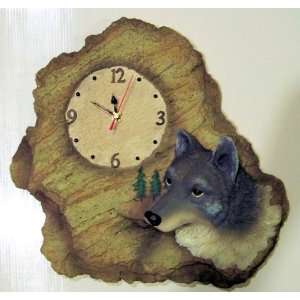 Wolf Country Lodge Cabin Family Wall Clock