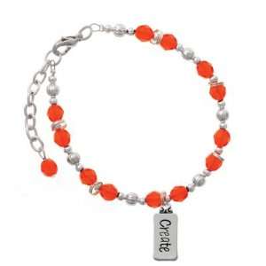  Create Orange Czech Glass Beaded Charm Bracelet [Jewelry 