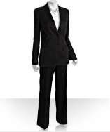 Dolce & Gabbana black sateen 2 button suit with wide leg pants style 