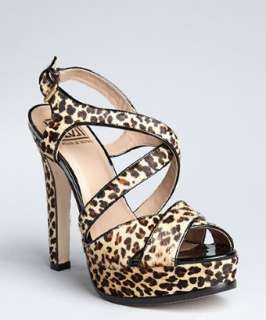 Pour la Victoire leopard pony hair Helice platform sandals   